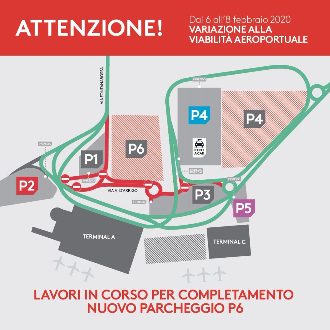 Aeroporto di Catania: modifiche temporanee alla viabilità